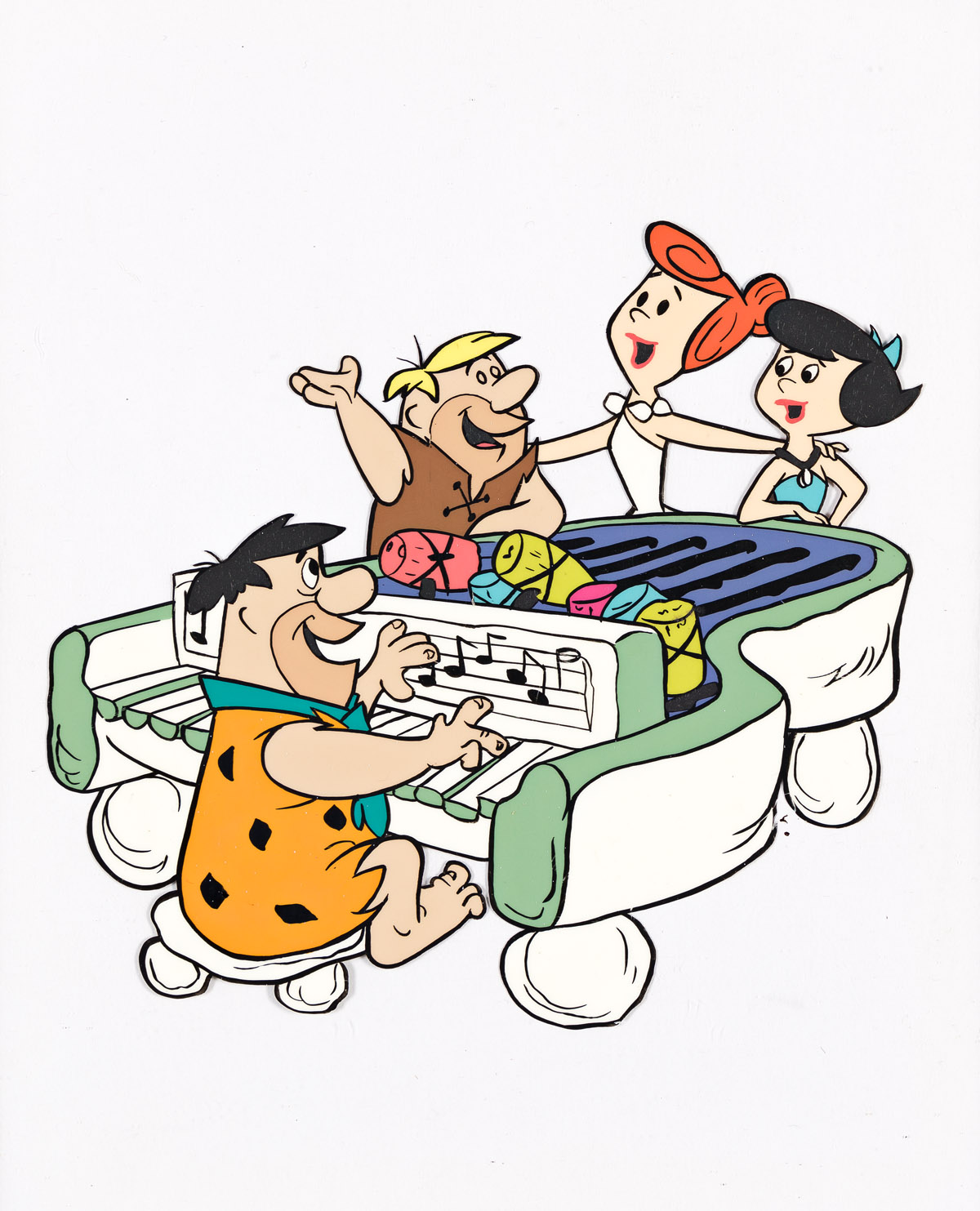 (ANIMATION) HANNA-BARBERA STUDIOS The Flintstones. Hand-inked studio publicity cel featuring Fred, Wilma, Barney, and Betty.